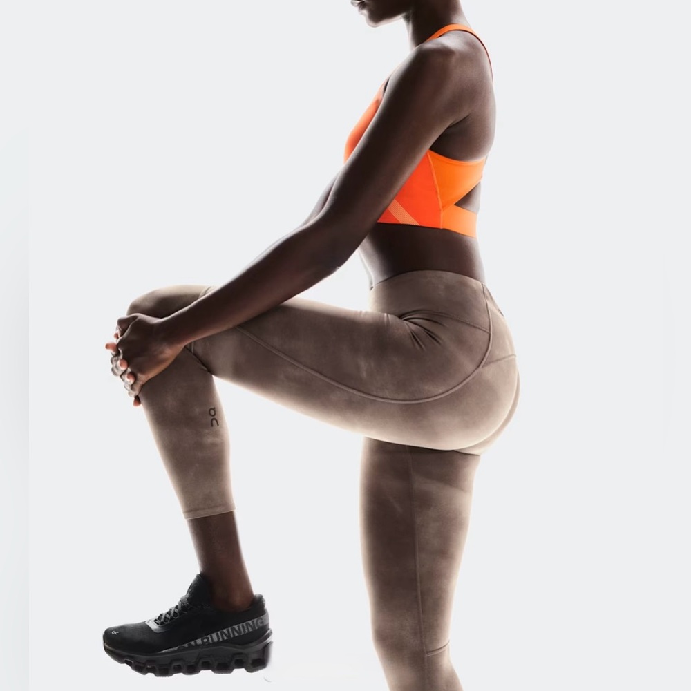 On Running Women’s Performance Tights Leggings 7/8 Print in Cinder/Black